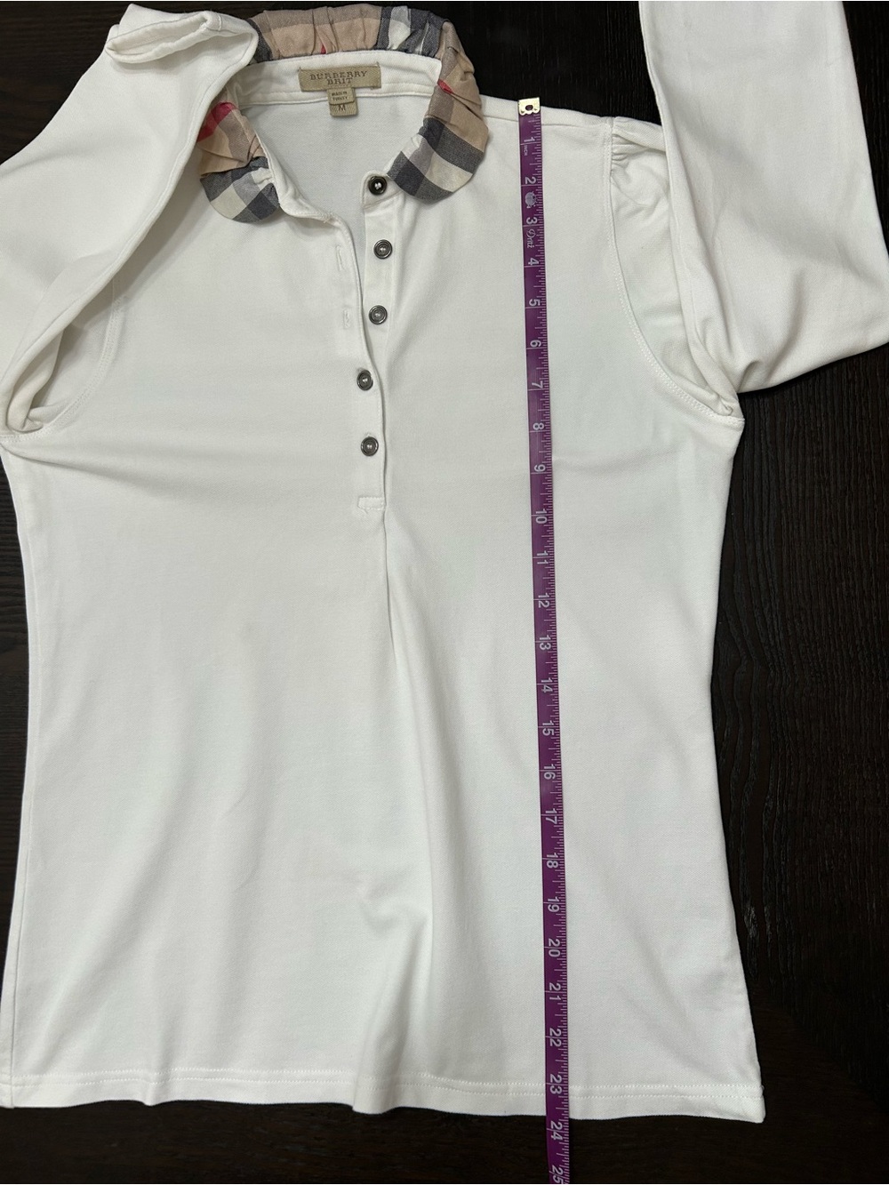 BURBERRY BRIT NOVA CHECK 3/4 SLEEVE PREPPY STYLE COLLAR POLO SHIRT - Picture 5 of 7